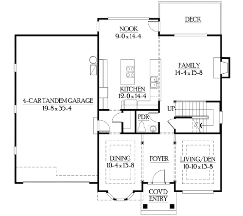 Plan 23098JD: Room to Expand - Floor Plan - Main Level - Craftsman, Northwest