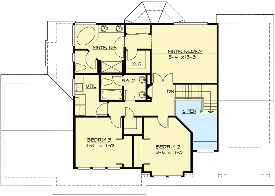 Plan 2310JD: 3-Bed Craftsman House Plan with a 3-Car Garage - Floor Plan - 2nd Floor - Craftsman, New American, Northwest