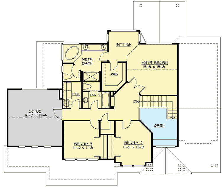 Plan 2311JD: Craftsman House Plan with 3 Upstairs Bedrooms and Laundry - 2920 Sq Ft - Floor Plan - 2nd Floor - Craftsman, New American, Northwest