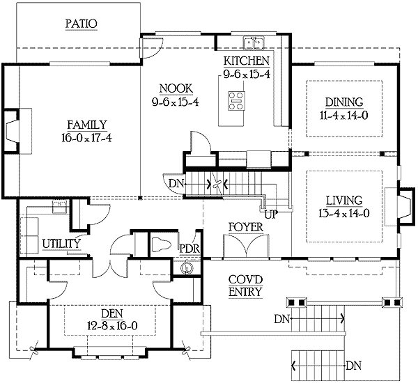 Plan 23110JD: Compact Footprint Offers Spacious Living - Floor Plan - Main Level - Country, Craftsman, Northwest