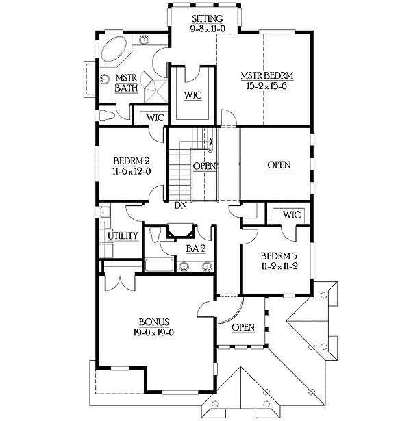 Plan 23112JD: Sun-Lit Balcony Overlooks Foyer - Floor Plan - 2nd Floor - Craftsman, Northwest