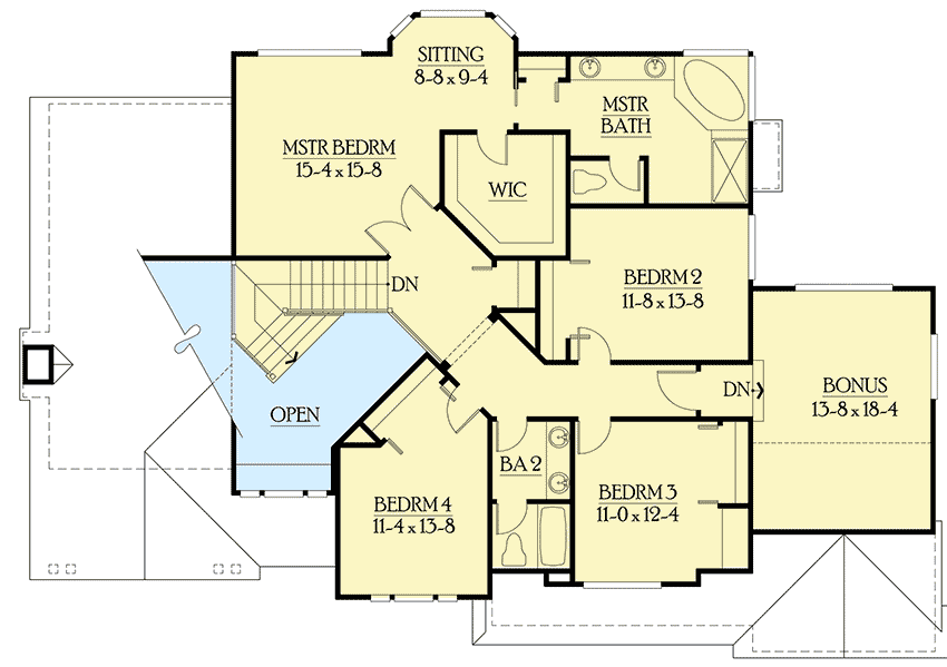 Plan 23121JD: Inviting Columned Entry Porch - Floor Plan - 2nd Floor - Craftsman, New American, Northwest