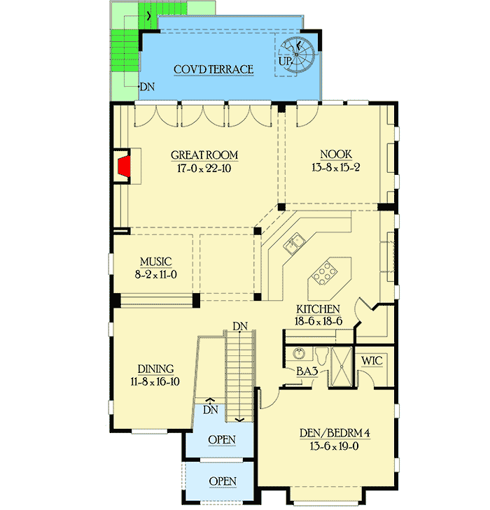 Plan 23128JD: Reverse Floor Plans with Living Spaces Up - Floor Plan - 2nd Floor