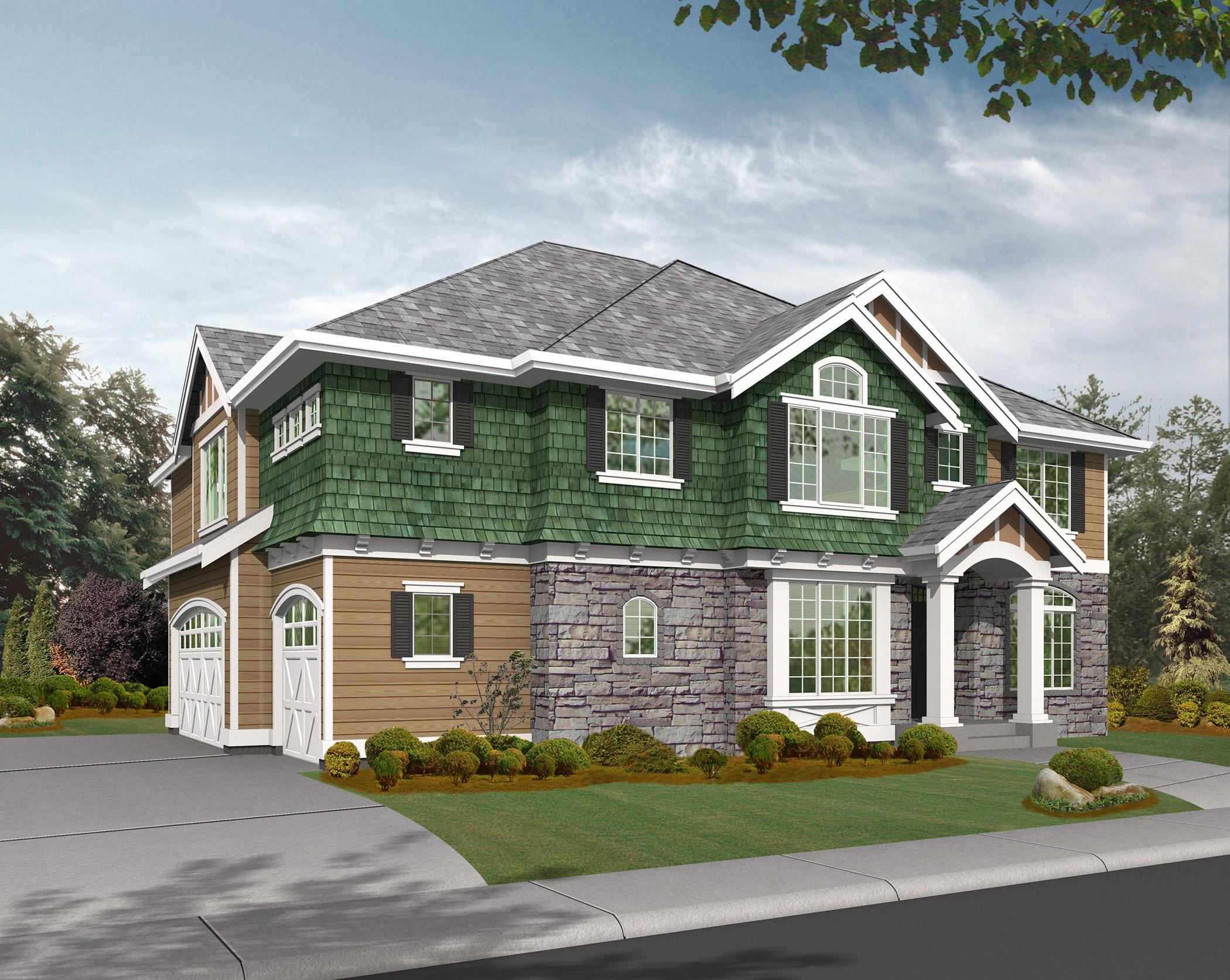 Plan 23134JD: Shingle Style House Plan with Side Entry Garage Perfect for Corner Lots - 3740 Sq Ft - Image #4 - Craftsman, Northwest
