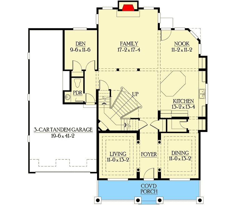Plan 23136JD: Gourmet Kitchen Open to Large Living Spaces - Floor Plan - Main Level - Country, Northwest