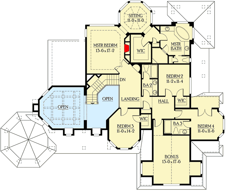 Plan 23153JD: Newport-style House Plan with Spacious Covered Porches for Outdoor Living - Floor Plan - 2nd Floor - Coastal, Country, Craftsman, Northwest, Shingle