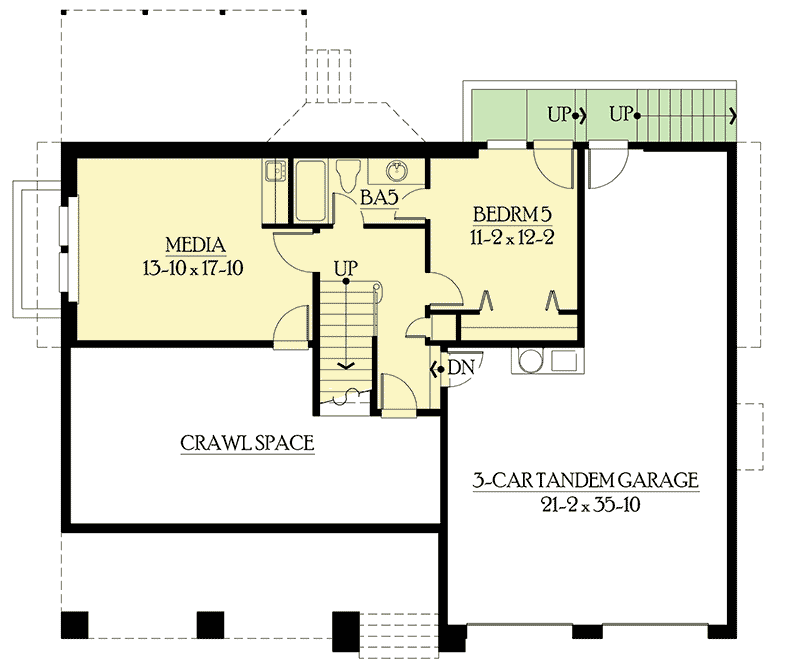 Plan 23160JD: Perfect Home for Sloped View Lot - Floor Plan - Lower Level - Craftsman, Northwest