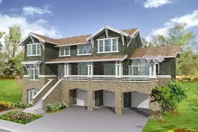2-Story House Plan with 3-Car Drive-Under Garage - 3900 Sq Ft