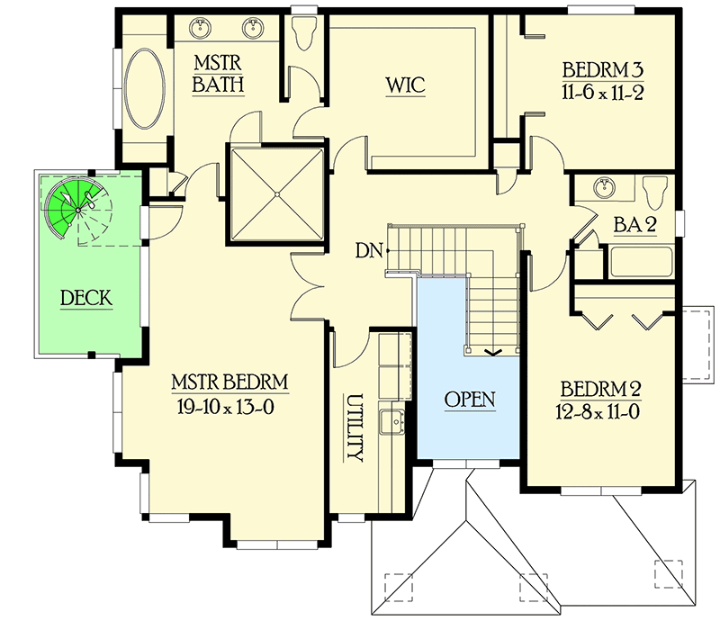 Plan 23166JD: Luxury Master Suite with Private Deck - Floor Plan - Main Level - Craftsman, Northwest, Shingle