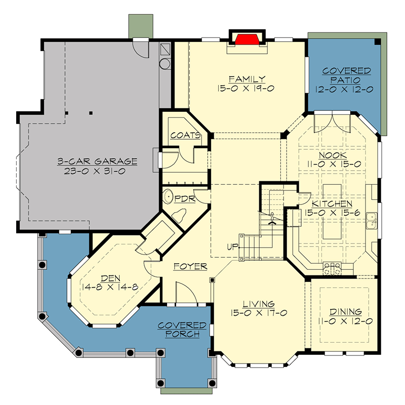 Plan 23167JD: Impressive Luxurious Victorian House Plan - Floor Plan - Main Level - Country, Northwest, Victorian