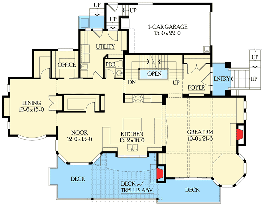 Plan 23169JD: Beautiful Home with Lots of Natural Light - Floor Plan - Main Level - Craftsman, Northwest