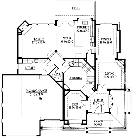 Plan 23171JD: Charming Victorian with Finished Basement - Floor Plan - Main Level - Craftsman, Northwest, Victorian