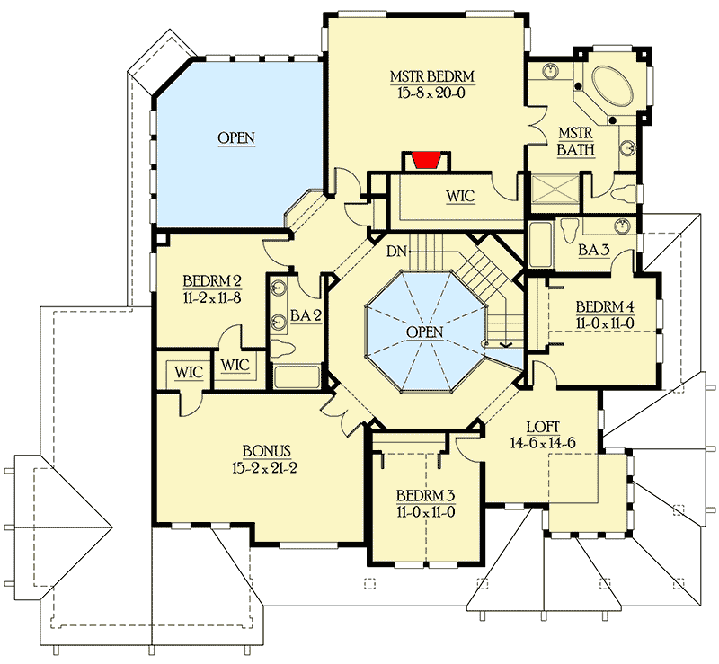 Plan 23174JD: Stunning Craftsman with Bold Trim and Columns - Floor Plan - 2nd Floor - Craftsman, Northwest