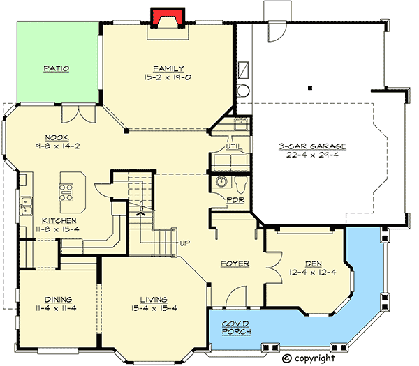Plan 2318JD: Classic Craftsman with Alternate Available - Floor Plan - Main Level - Craftsman, New American, Northwest