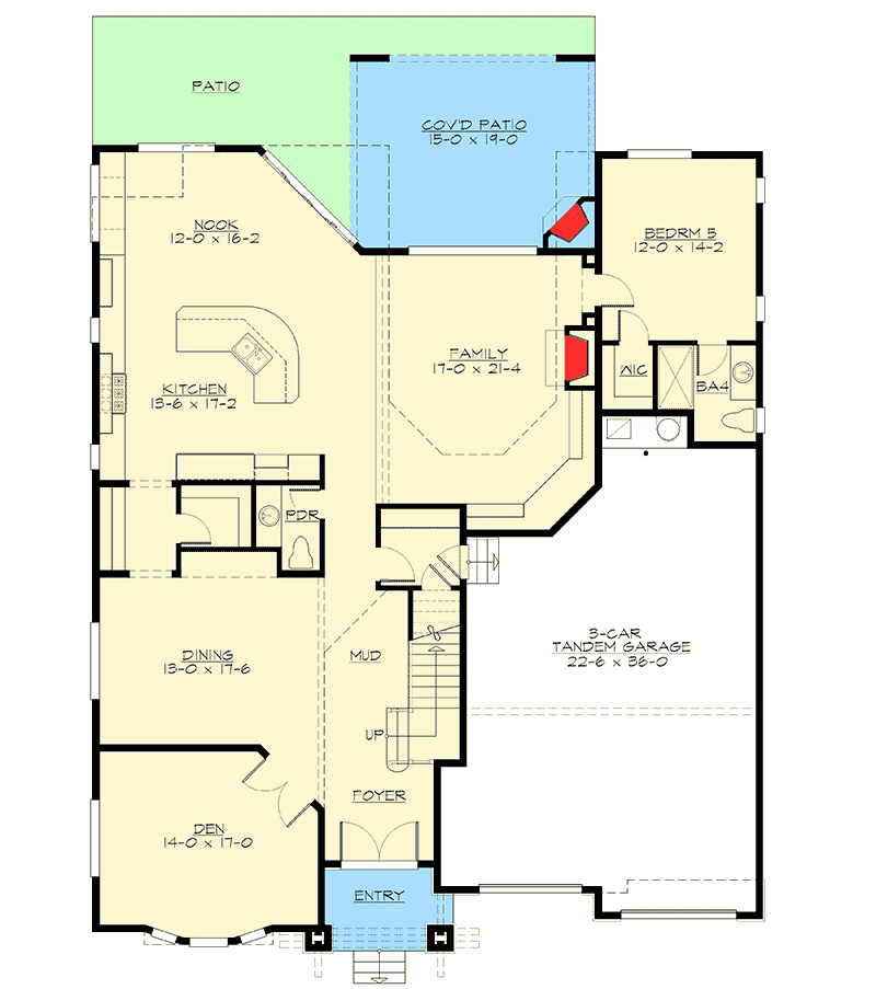 Plan 23181JD: Gables and Dormers Add Vaulted Ceilings and Light - Floor Plan - Main Level - Craftsman, Northwest