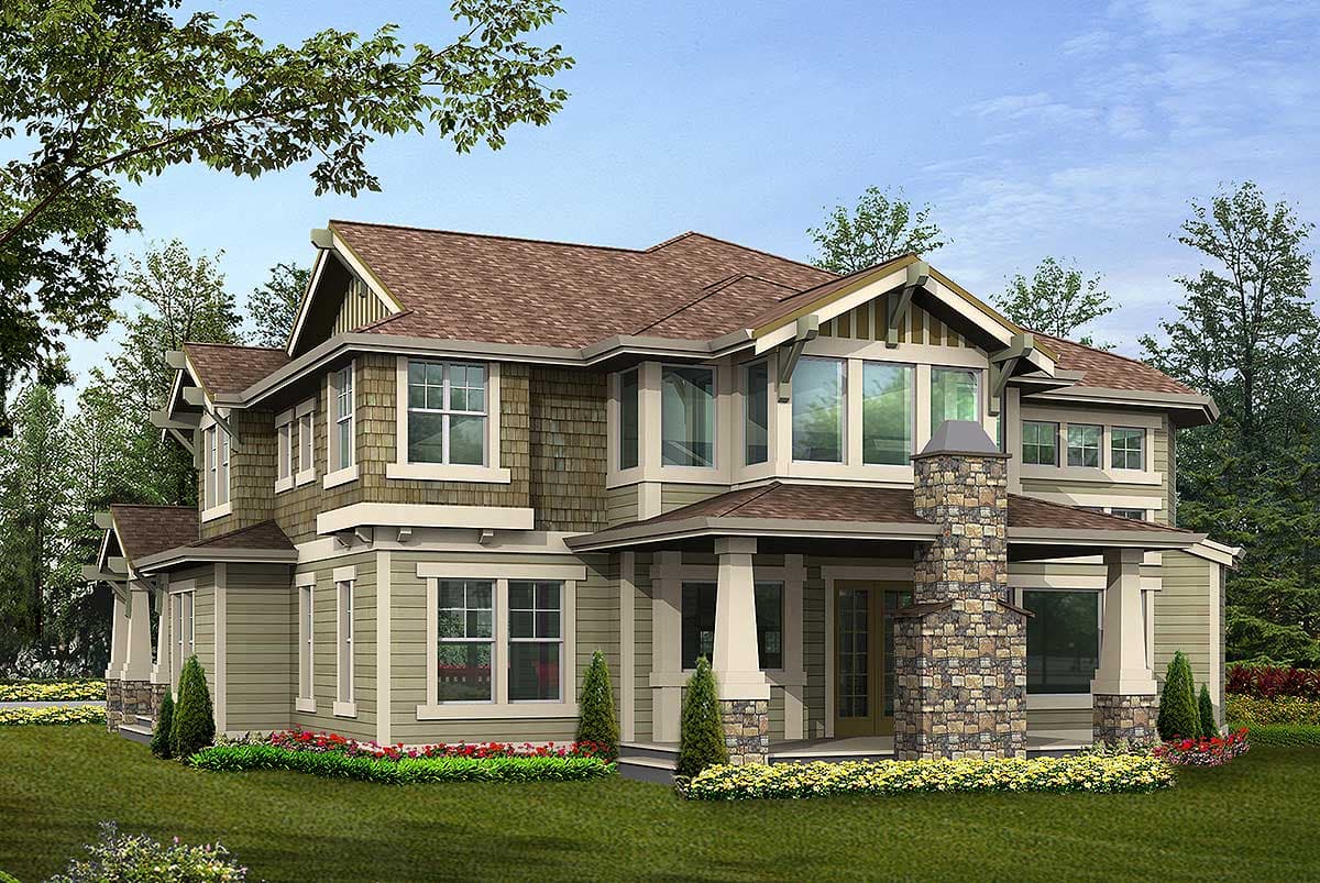 Plan 23188JD: Substantial Columns and Trim Create Bold Facade - Image #44 - Craftsman, Northwest