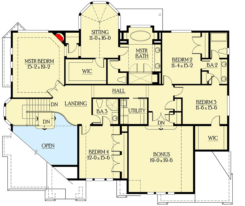 Plan 23191JD: Circular Hallway Adds Visual Appeal - Floor Plan - 2nd Floor - Craftsman, Northwest