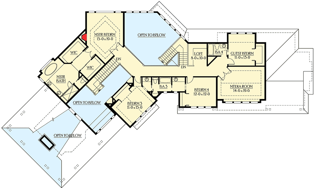 Plan 23199JD: Craftsman House Plan with Upstairs Secluded Master Suite with Fireplace - 4650 Sq Ft - Floor Plan - 2nd Floor - Craftsman, Northwest, Shingle
