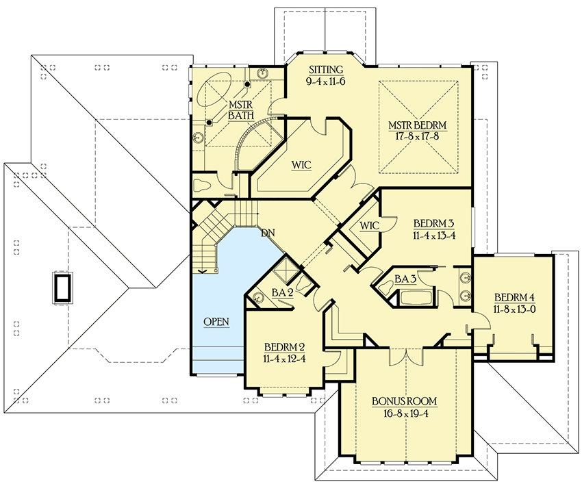 Plan 23206JD: Sunken Family Room Defined by Columns - Floor Plan - 2nd Floor - Country, Craftsman, Northwest