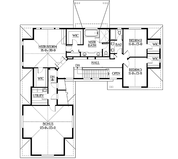 Plan 23212JD: Simple Facade and Spacious Floor Plan - Floor Plan - 2nd Floor - Craftsman, Northwest