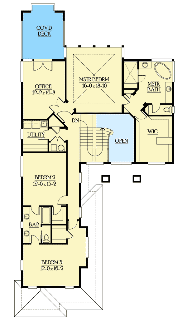 Plan 23214JD: Two Story House Plan with Two Fireplaces - Floor Plan - 2nd Floor - Contemporary, Craftsman, Northwest
