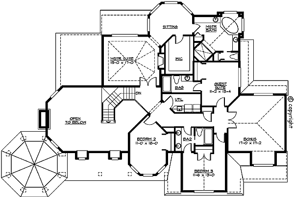 Plan 2322JD: Porch with Attractive Gazebo - Floor Plan - 2nd Floor - Shingle, Traditional