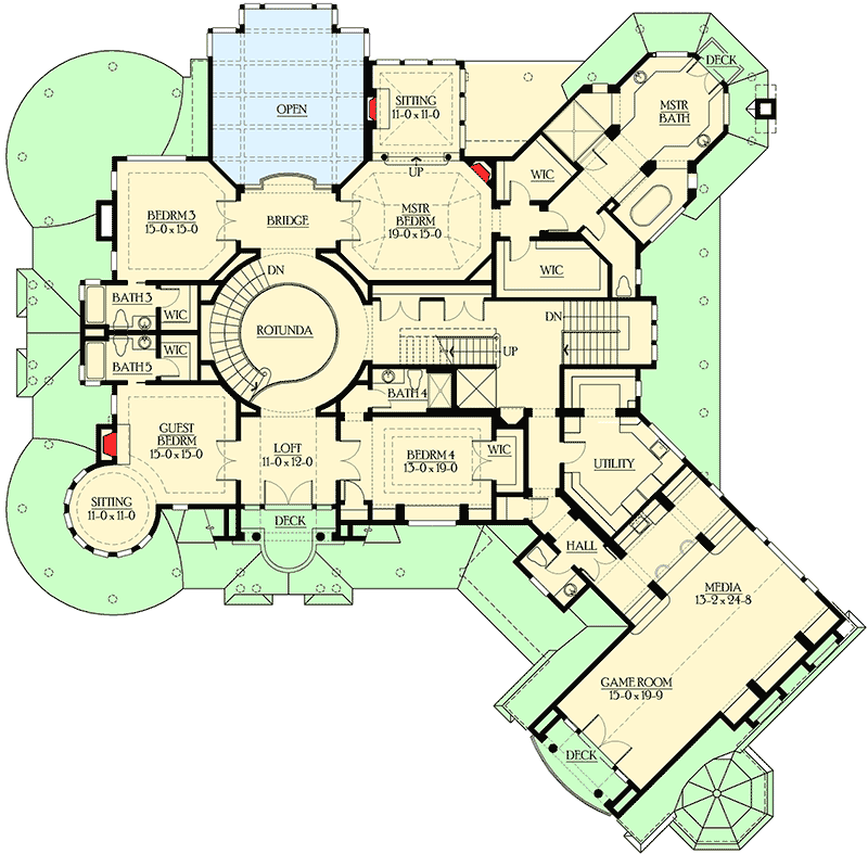 Plan 23222JD: Grand Estate Home with Lots of Extras - Floor Plan - 2nd Floor - Coastal, Country, Craftsman, Northwest, Shingle