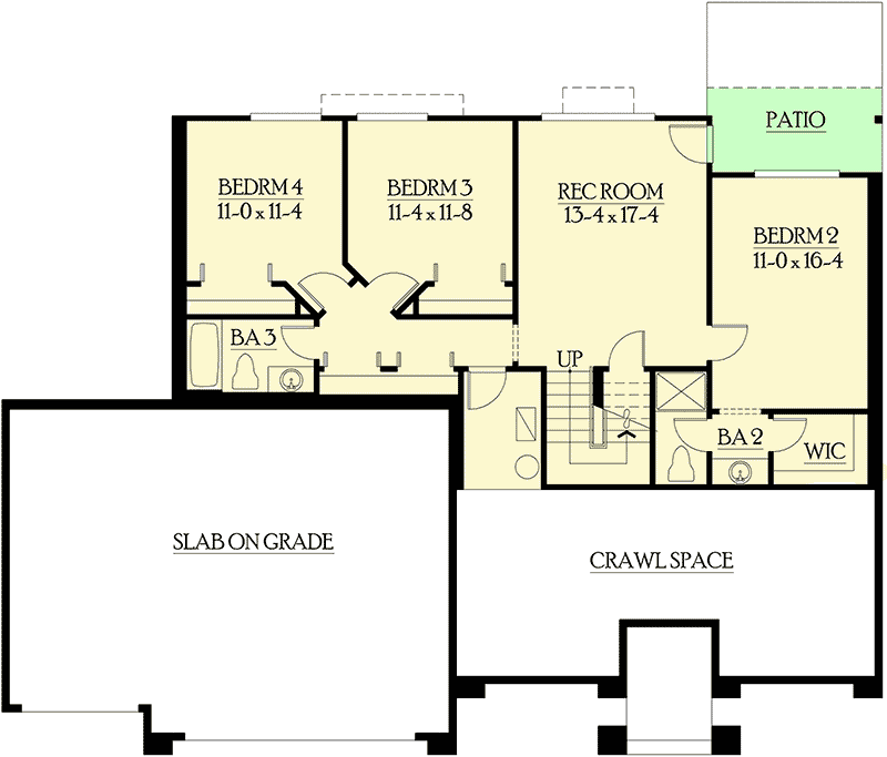 Plan 23234JD: Classic Rambler Perfect for Family Living - Floor Plan - Basement - Craftsman, Northwest
