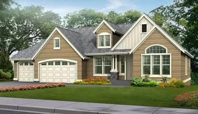 Craftsman House Plan with Arched Windows and Dormers - 2655 Sq Ft
