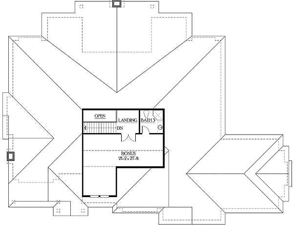 Plan 23241JD: Modern Rambler with Upstairs Bonus Room - Floor Plan - 2nd Floor - Craftsman, Northwest