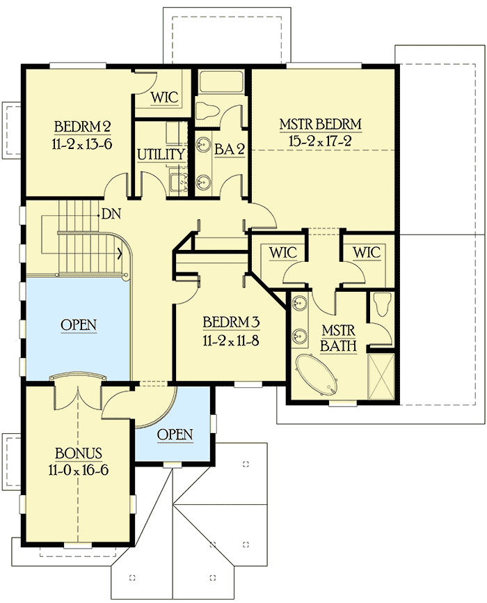 Plan 23242JD: Unique Two-Story Entry - Floor Plan - Second Level - Craftsman, Mountain, Northwest