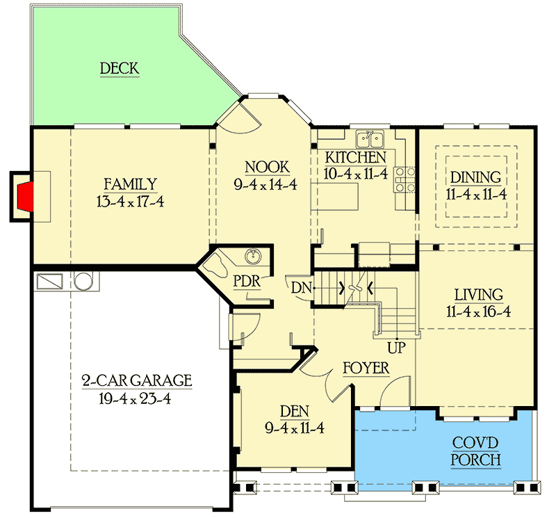 Plan 23246JD: 3-Bed Craftsman House Plan with Unfinished Basement - Floor Plan - Main Level - Craftsman, Northwest