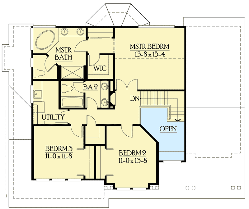 Plan 23246JD: 3-Bed Craftsman House Plan with Unfinished Basement - Floor Plan - 2nd Floor - Craftsman, Northwest