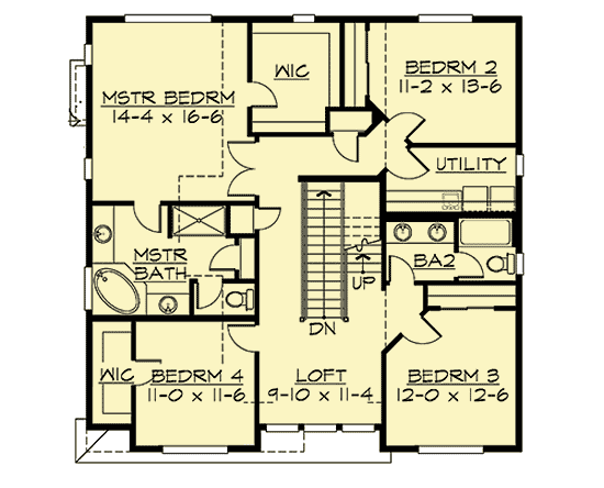 Plan 23251JD: 3-Story Craftsman Home Plan with a 2-Car Garage - Floor Plan - 2nd Floor - Craftsman, Northwest