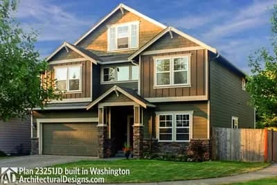 3-Story Craftsman Home Plan with a 2-Car Garage