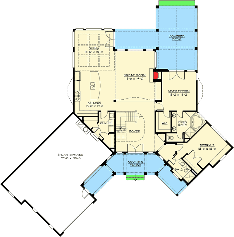 Plan 23252JD: Dramatic Craftsman House Plan - Floor Plan - Main Level - Craftsman, Northwest
