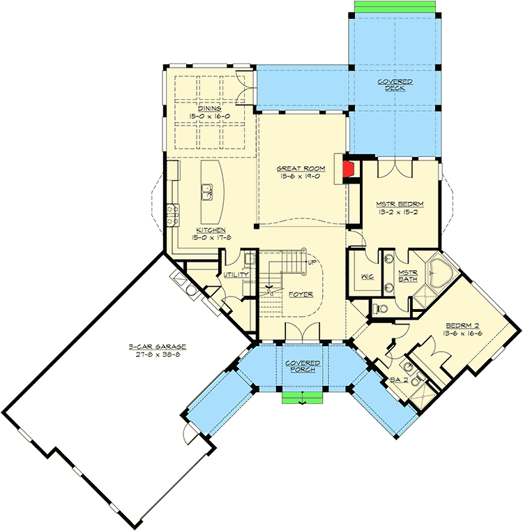 Plan 23253JD: Dramatic Craftsman Home Plan - Floor Plan - Main Level - Craftsman, Northwest, Vacation