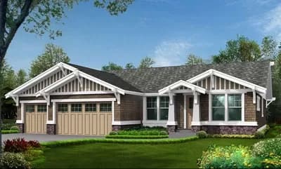 Craftsman Ranch with Rear Porch with Fireplace