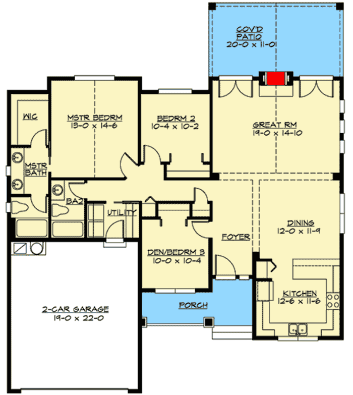 Plan 23263JD: Craftsman Bungalow with Vaulted Master Bedroom - Floor Plan - Main Level - Cottage, Craftsman, Northwest