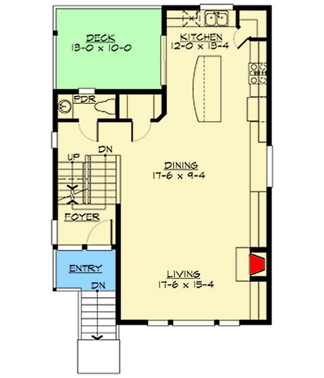 Plan 23269JD: Narrow House Plan with 3-levels of Living Space - Floor Plan - Basement - Northwest