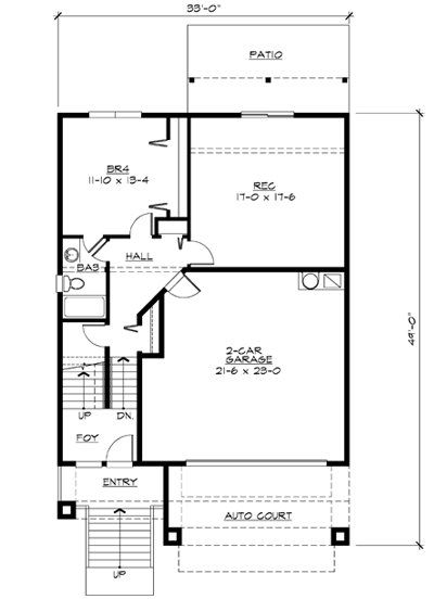 Plan 23270JD: Narrow Craftsman with Drive-Under Garage - Floor Plan - Basement - Craftsman, Northwest