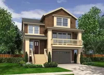 Narrow Craftsman with Drive-Under Garage