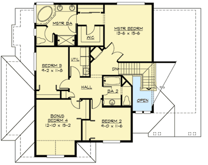 Plan 23273JD: Craftsman House Plan With Side-Load Garage - Floor Plan - 2nd Floor - Craftsman, Northwest