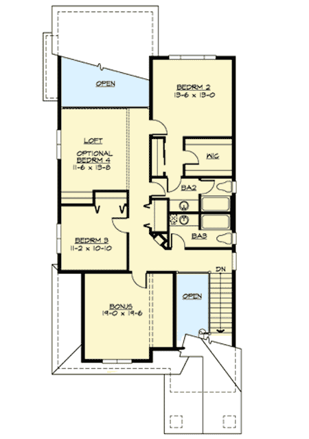 Plan 23275JD: 32-Foot-Wide Craftsman House Plan with Main Floor Master Suite - 2652 Sq Ft - Floor Plan - 2nd Floor - Craftsman, Northwest