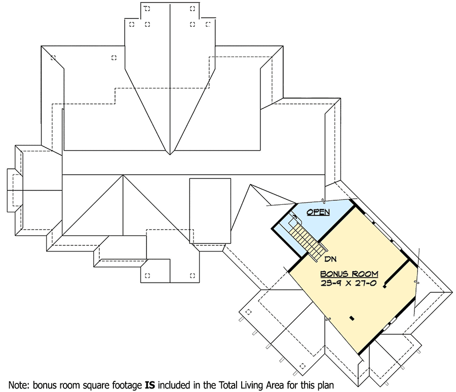 Plan 23283JD: Luxury Craftsman with Bonus Room - Floor Plan - Bonus (included in total living area) - Craftsman, Mountain, Northwest, Rustic