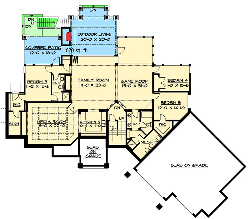 Plan 23285JD: Luxury Craftsman with Finished Lower Level - Floor Plan - Lower Level - Craftsman, Mountain, Northwest, Rustic