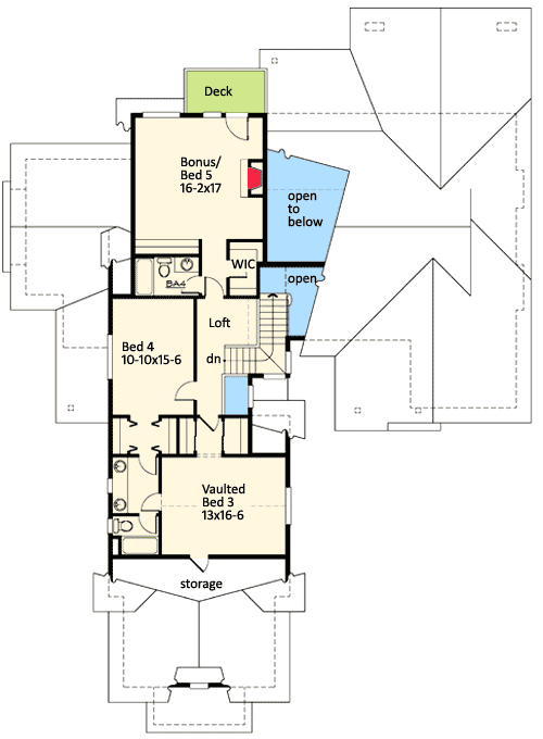 Plan 23307JD: Rustic Lodge - Floor Plan - 2nd Floor - Craftsman, Mountain, Northwest, Rustic, Vacation
