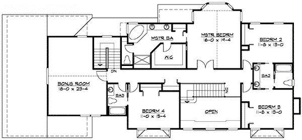 Plan 23309JD: Traditional Colonial Home Plan - Floor Plan - 2nd Floor - Colonial, Shingle, Traditional