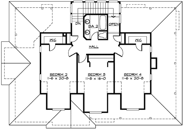 Plan 23326JD: Original Cottage with Side-Wrapping Porch - Floor Plan - 2nd Floor - Cottage, Country, Vacation