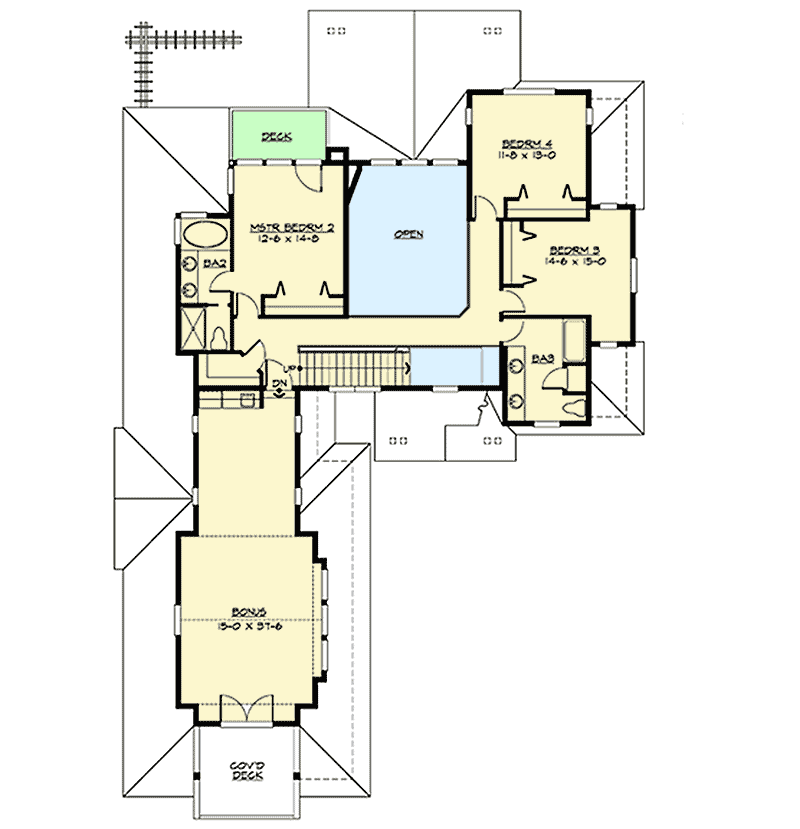 Plan 23338JD: Rustic Mountain House Plan - Floor Plan - 2nd Floor - Craftsman, Mountain, Northwest, Rustic, Vacation